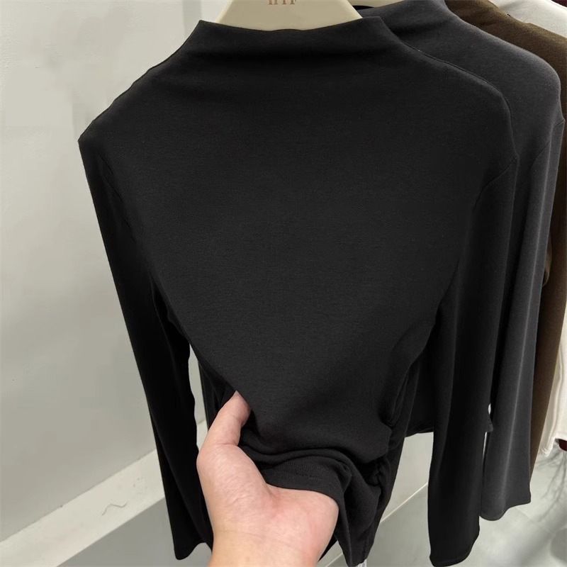 Maglia a collo alto a coste slim-fit – Strato base elasticizzato a maniche lunghe da donna | Versatile e valorizzante_voghion.com