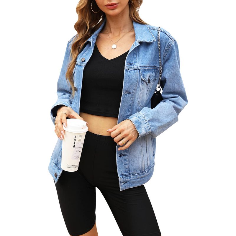 Trendy Washed Denim Jacket For Women - Slim Fit Stretchable Comfortable Casual Coat With Vintage Distressed Look_voghion.com