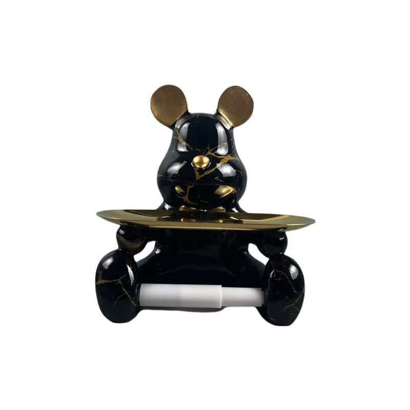 Schwarzer goldener Bär für den Eingang, Toilettenpapierhalter, Ablagefach, Ornament, Kunstharz, Handwerk, leicht, luxuriös, Heimdekoration, weich_voghion.com