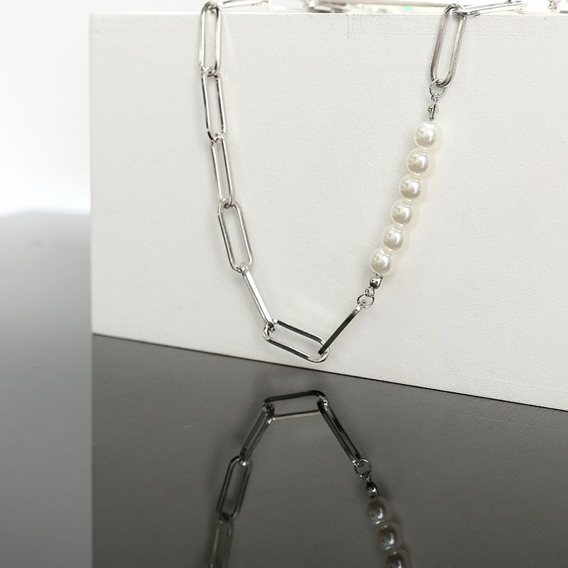 Spremne zalihe ANENJERY Sier Color Stack Pearl za žene Nakit za zabave Ogrlica Pokloni Nova moda Veleprodaja_voghion.com
