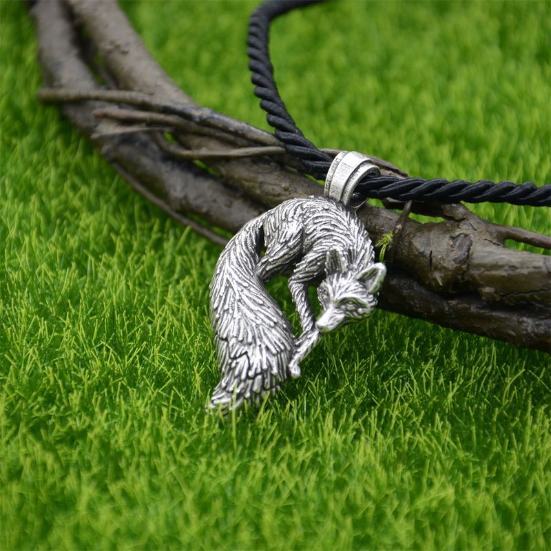 Collana con ciondolo a forma di volpe slava, pronta consegna, accessorio per uomo, stile vichingo, gioielli gotici_voghion.com