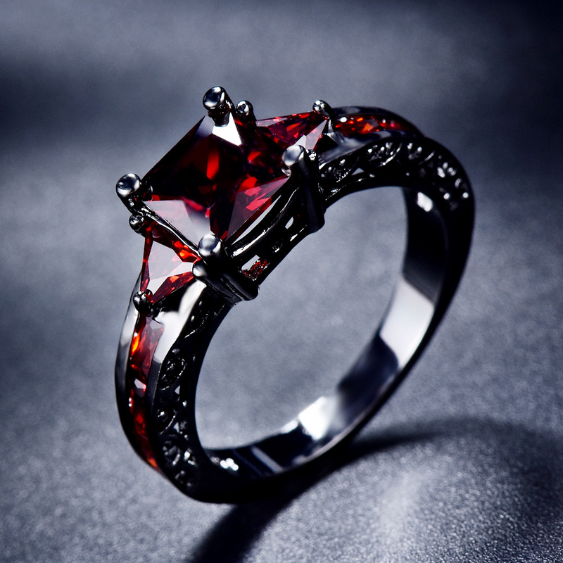 Einzelringe Mode Schwarz Gold Opal Diamant Quadrat Diamant Paar Ring_voghion.com