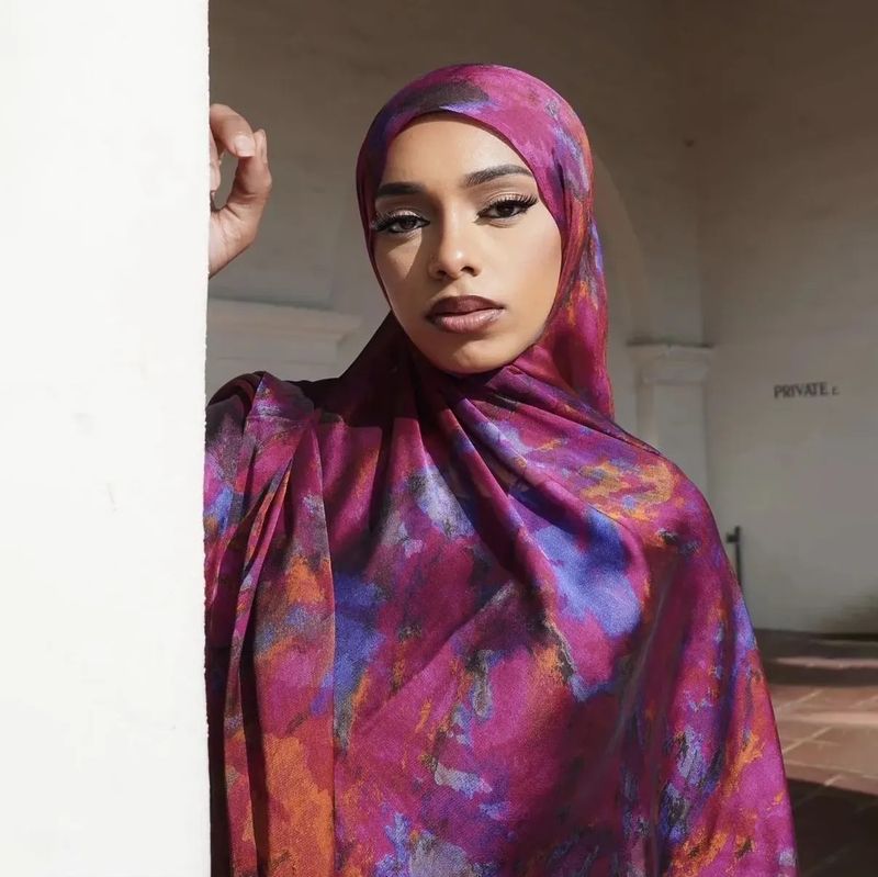 Muslim headscarf Silk Printed Scarf National Shawl Senior Printed National Scarf Shawl Headscarf 180*85cm_voghion.com