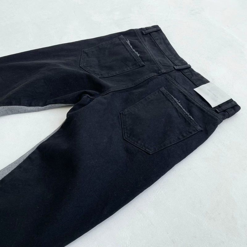 Men's Clothing Design Contrast Color Stitching Tassel Jeans High Street Color Matching Slim Fit Flared Trousers_voghion.com