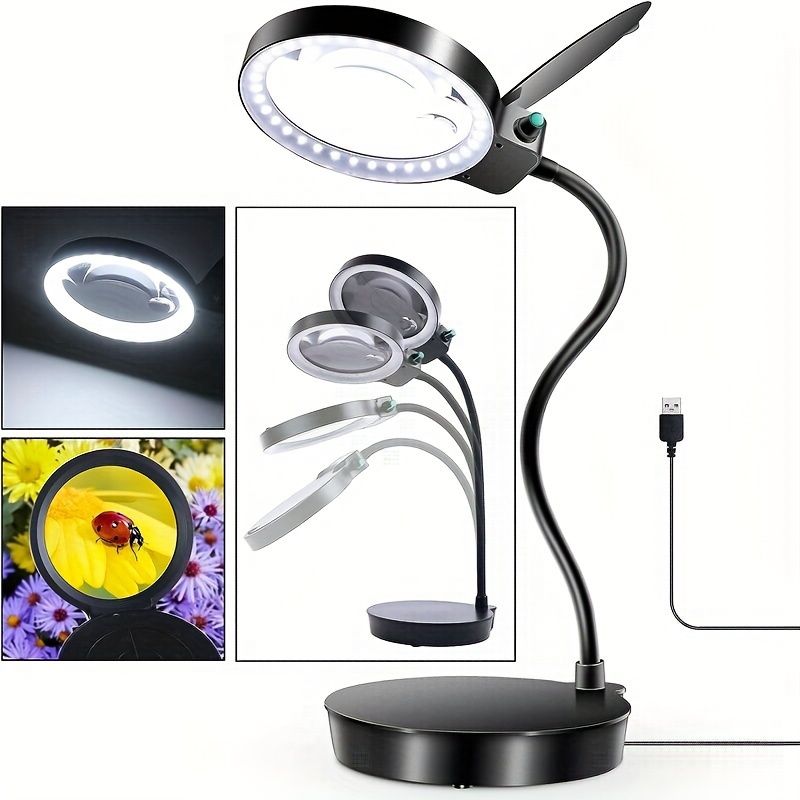 Handsfree 10x vergrootglas met licht en standaard voor nauwkeurig werk, lezen, knutselen en reparaties_voghion.com