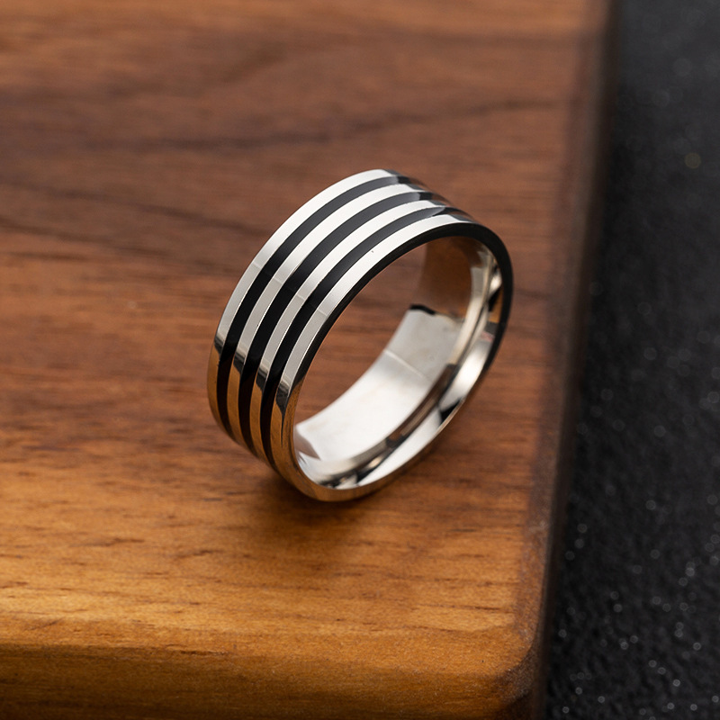 De nieuwe populaire Simple Accessories driedelige set roestvrijstalen druppelring van 8 mm breed vervaagt niet_voghion.com