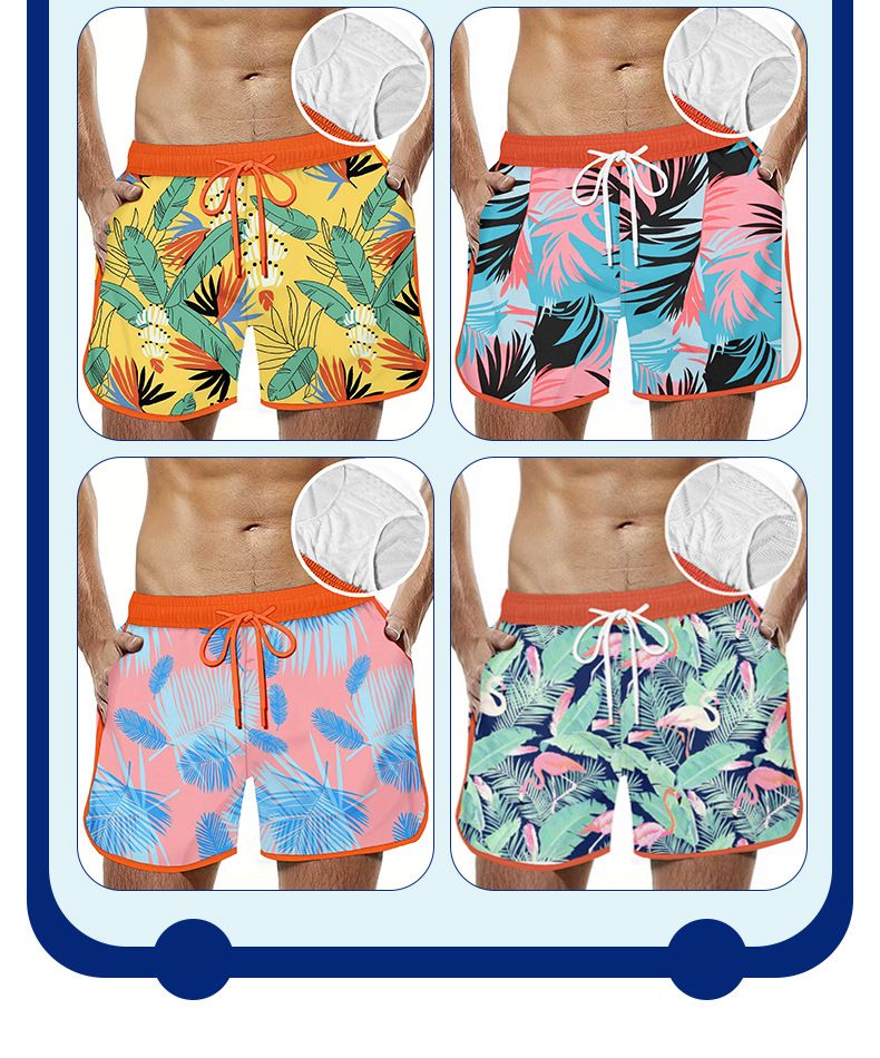 Pantaloni casual estivi stampati, pantaloni da spiaggia in tre parti, pantaloncini da esterno personalizzati ad asciugatura rapida, in rete triangolare, per uomo_voghion.com