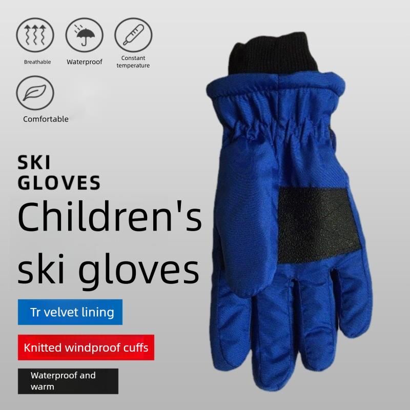 Guantes de invierno premium para niños, a cuadros, para deportes al aire libre, impermeables, resistentes al frío, cálidos, con forro polar, para esquí y ciclismo._voghion.com
