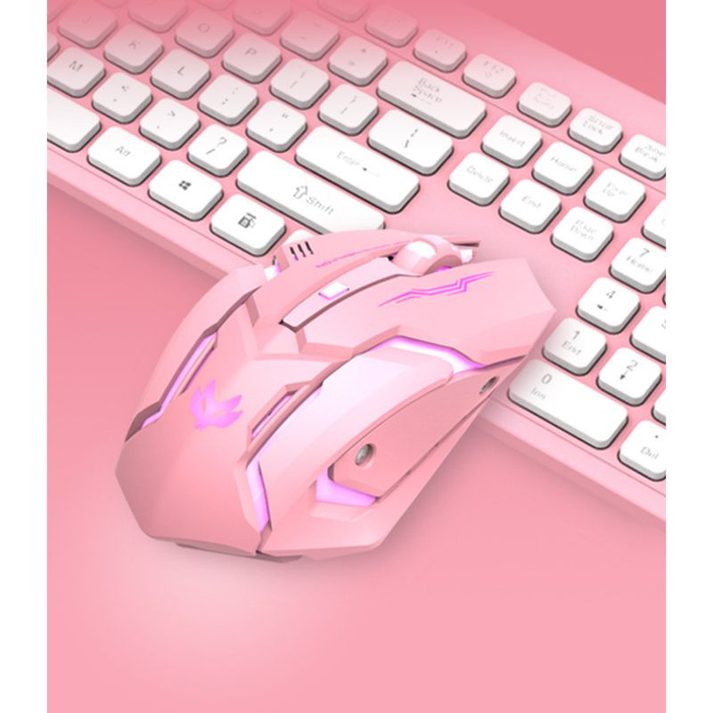 New Silent Cute Glowing Pink Wireless Charging Gaming Mechanical Mouse_voghion.com