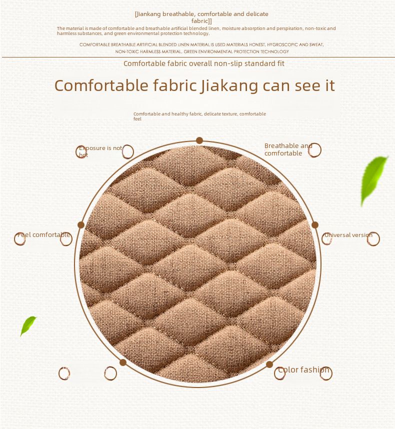 Halkfri bilkudde Diamond linne tredelad set utan ryggstöd Four Seasons universal sittdyna liten tredelad tillverkare i grossistledet_voghion.com