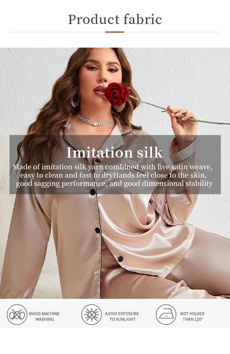 Vêtements de nuit pour femmes en soie glacée, pantalon fin à manches longues, cardigan en soie, grande taille, ensemble de vêtements de maison sexy_voghion.com