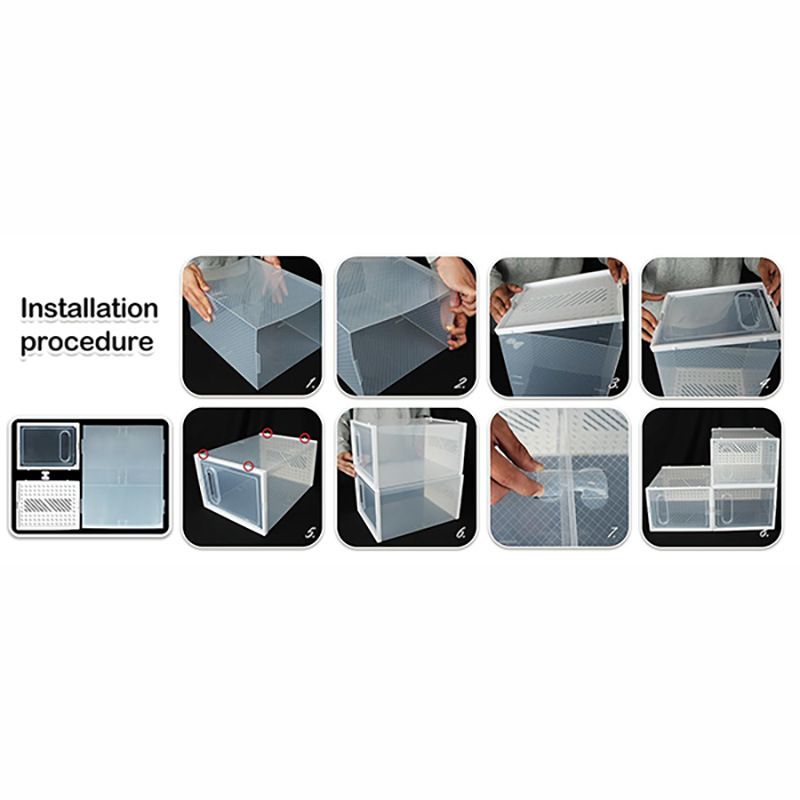 Magnetic Front-Opening Shoe Storage Boxes - Stackable Clear PP Organizers With Striped Design (Set Of 2/4/6, Long Ventilation Holes, 33.5x25x18.5cm)_voghion.com