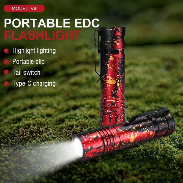 Mini-Taschen-LED-Taschenlampe zum Anklipsen, wiederaufladbare Taschenlampe, Lampe für Camping und Wandern_voghion.com