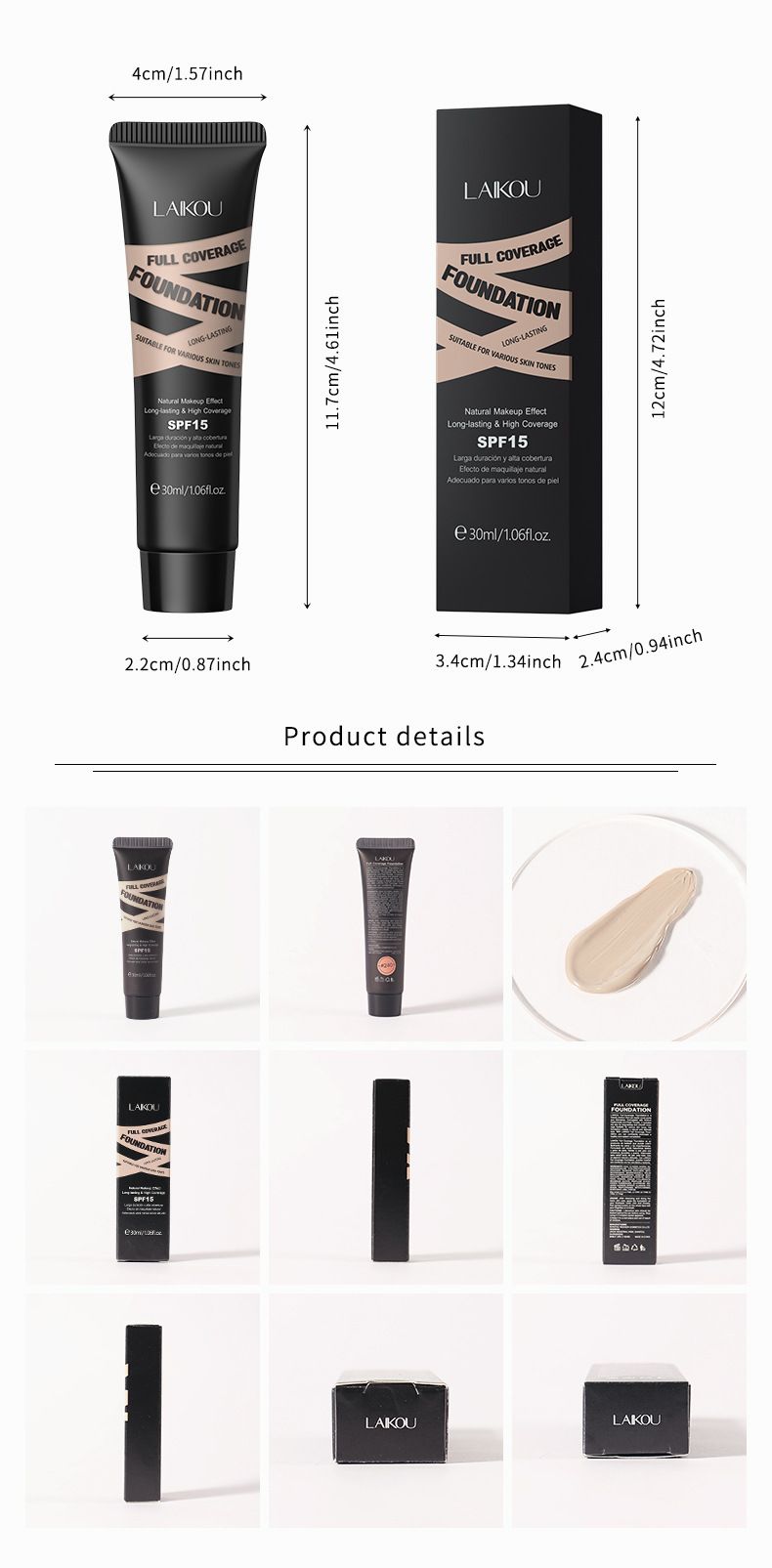 Primer Laco Full Coverage Liquid Foundation 30g (color Box) Covers Blemishes, Modifies Makeup And Improves Skin 9 Colors Of Cosmetics_voghion.com