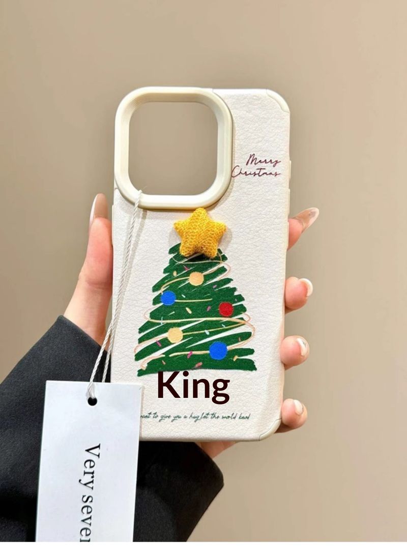 50704555550<=3 Ins 3D Star Polka Dot Christmas Tree Case For 16 15 Pro Max/14/13/12_voghion.com