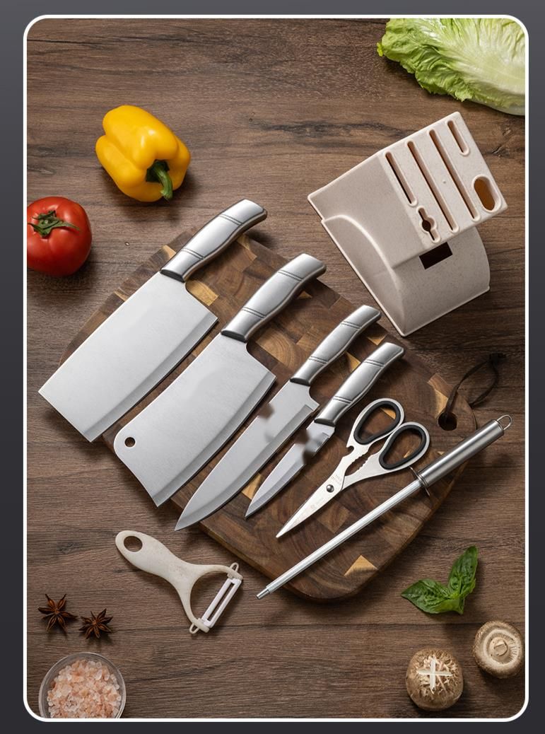 Stainless Steel Hollow Handle 8-Piece Kitchen Household Chef Meat Cutting Vegetable Fruit Multi-Purpose Knife Set_voghion.com