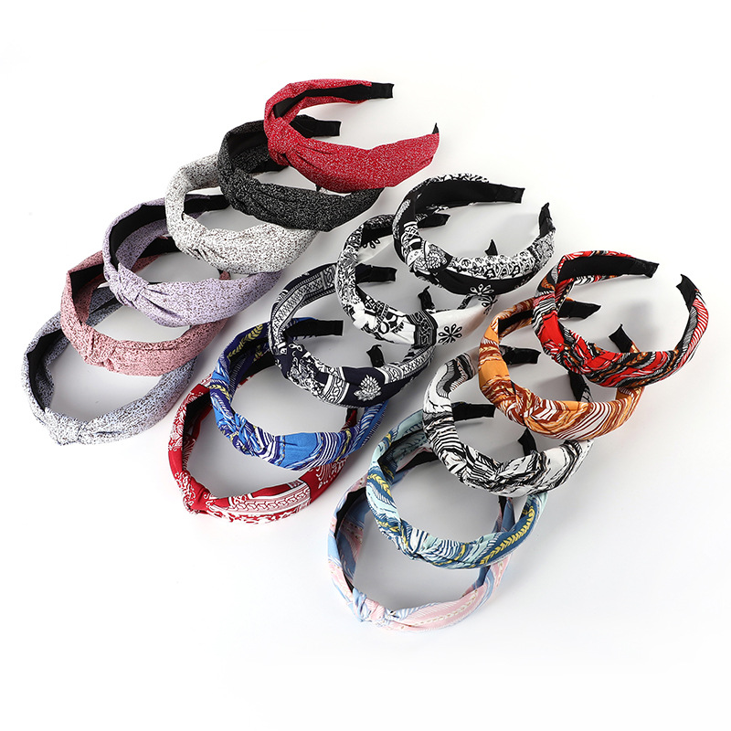 2022 Nuovo stile artistico ed etnico Nodo Netto Pressione a infrarossi Sport per capelli Bordo largo Testa di fiore frammentato Cerchio per le donne_voghion.com