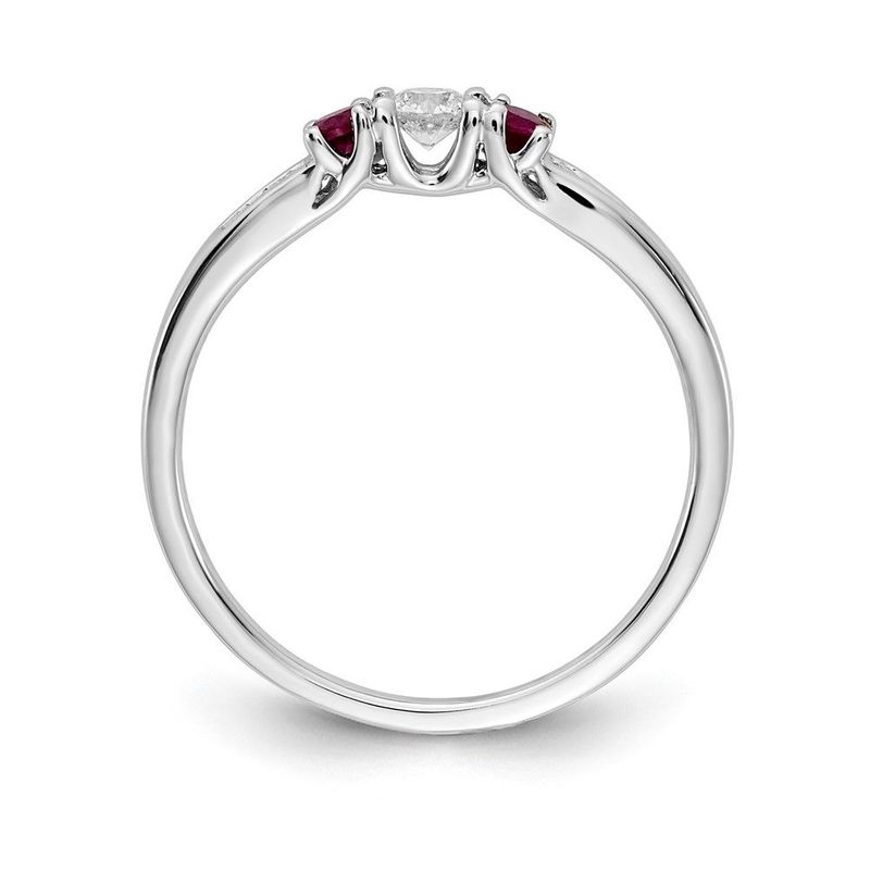 14k White Gold Diamond And Ruby 3-stone Ring_voghion.com