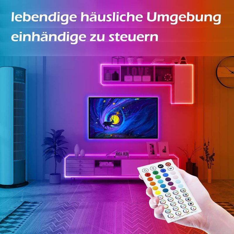 Glitzerlife LED Strip 30m Lichtband Smart - RGB LED Streifen 16 Mio. Farbwechsel Musik Lichterkette Einstellbar Mit Fernbedienung App Steuerbar Für Schrankdek_voghion.com