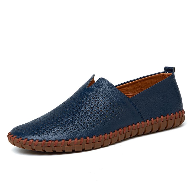 TerraStride Große Slipper, handgefertigt, genäht, für Frühling und Sommer, Oberschicht aus Rindsleder, hohl, Herren-Lederschuhe_voghion.com