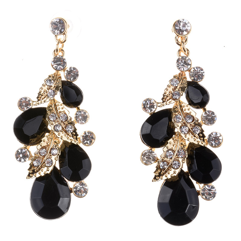 Exaggerated Alloy Water Diamond Necklace Earring Set Overseas_voghion.com