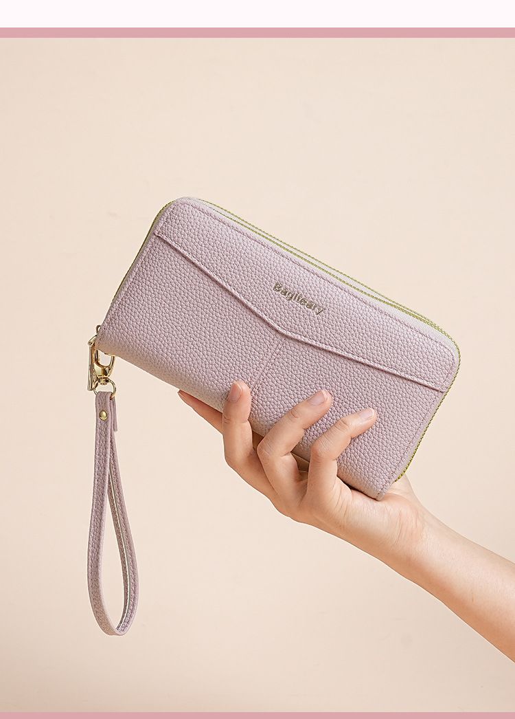 Women's Long Wallet, Clutch Bag, Double Zipper Change Bag, Lychee Pattern Women's Wallet._voghion.com