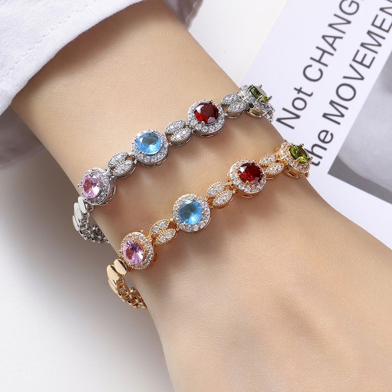 Buntes eingelegtes Diamantarmband für Frauen, trendige Persönlichkeit, vergoldet, leichtes Luxus-Hip-Hop-Nischendesign, Damen_voghion.com