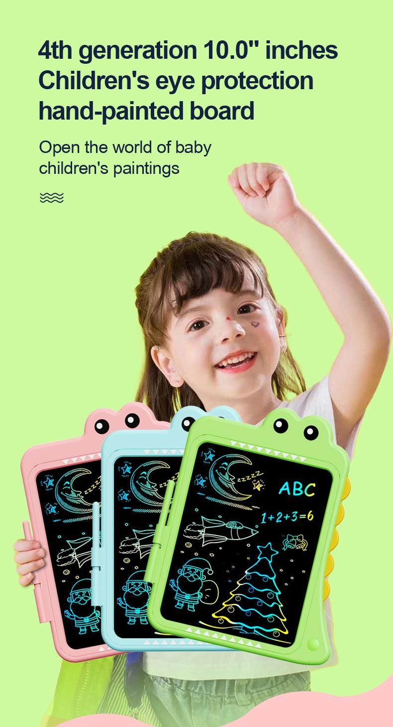 Tablero de escritura LCD de 10 pulgadas con diseño de dinosaurio de dibujos animados, tablero de dibujo electrónico, tablero de dibujo para niños, pizarra pequeña, tablero de escritura LCD_voghion.com