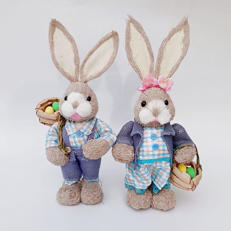 Direkt vom Hersteller: 35 cm kleiner, handgefertigter, immaterieller Weihnachtsschmuck in Form eines Hasen aus Schilfrohr mit Motiv aus der Landschaftslandschaft._voghion.com