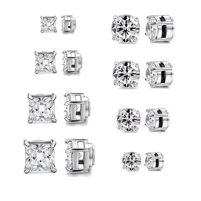 Orecchini unisex in acciaio inossidabile senza piercing all'orecchio, magneti, orecchini con zirconi, orecchini finti alla moda personalizzati_voghion.com