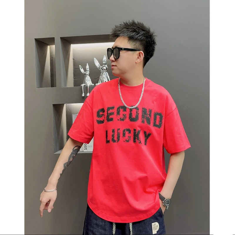 Été nouveau Looe imprimé col rond à manches courtes t-shirt pour hommes à la mode Arc Tailcoat Veratile mince moitié_voghion.com