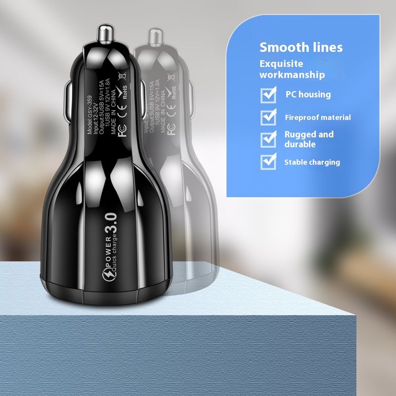 Music Festival  5-port 15A QC3.0 5USB fast charger, one to five mobile phone car charging_voghion.com