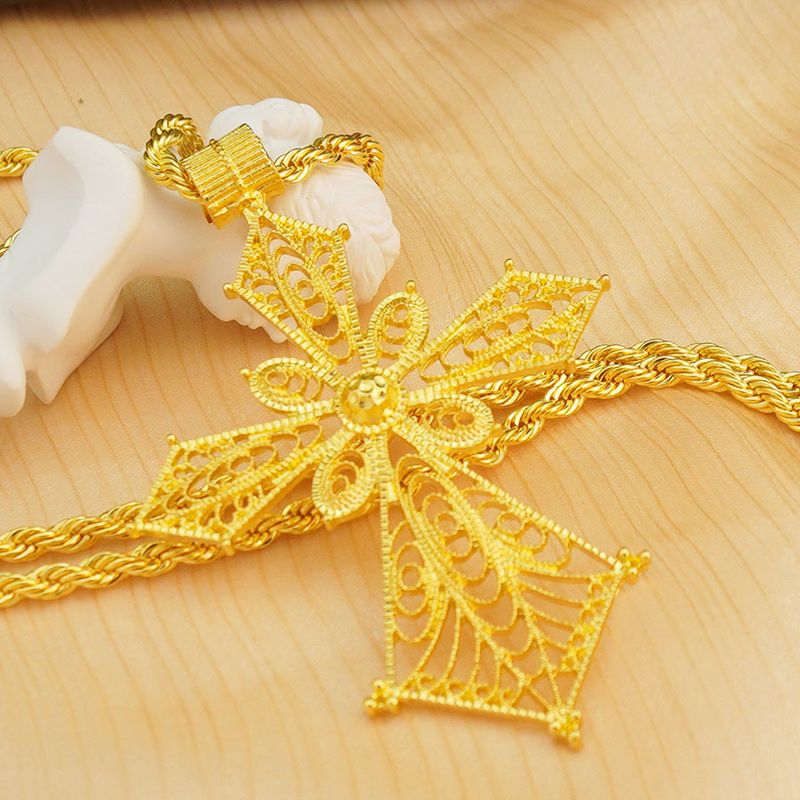 Ethiopian Cross Jewelry Pendant Gold Eritrean Traditional Wedding_voghion.com