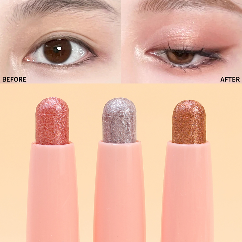 Pink 1PC Pearlescent Eyeshadow Pencil Waterproof Long Lasting Glitter Shimmer Eye Shadow Pen Highlighter S_voghion.com