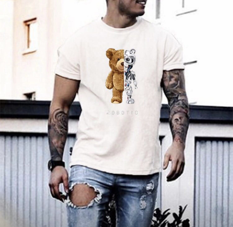 Herrkläder Herr plus-size tryck kortärmad rundringad bomullsmjuk topp_voghion.com