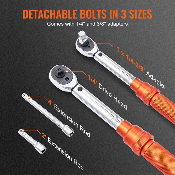 Torque Wrench, 1/4-inch Drive Click Torque Wrench 20-200in.lb/3-23n.m, Dual-Direction Adjustable Torque Wrench Set, Mechanical Dual Range Scales To_voghion.com