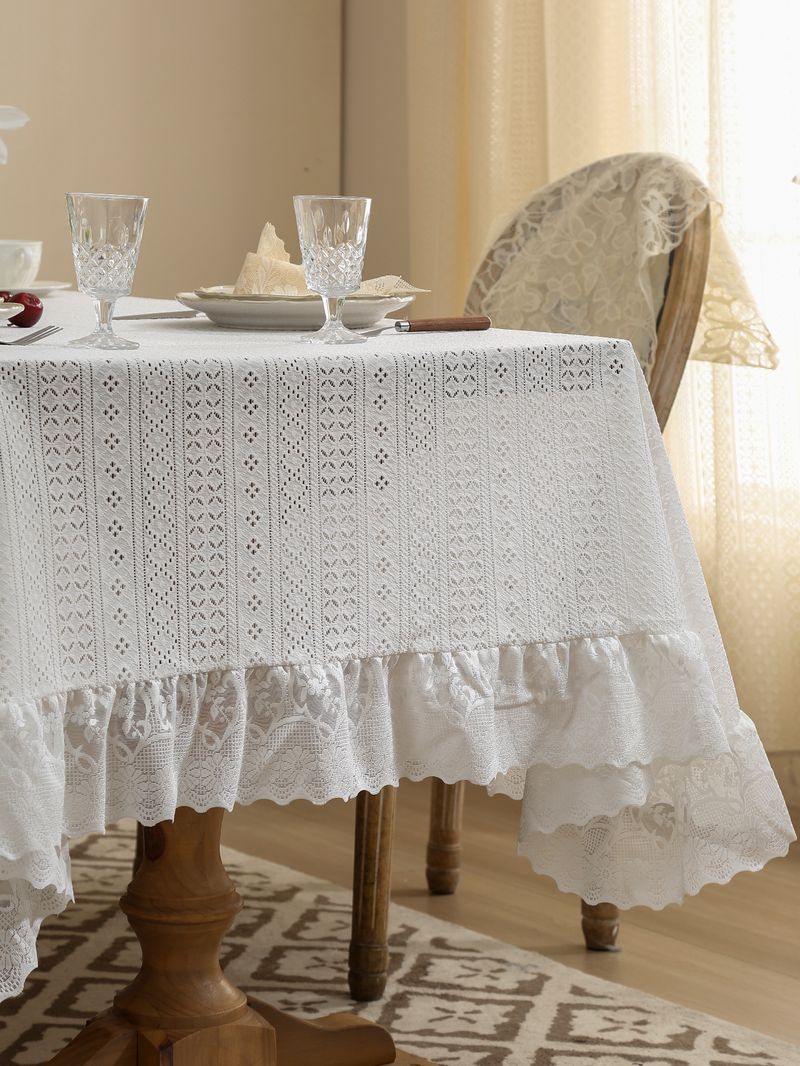 Nappe anti-poussière rétro française en polyester rectangulaire pour table basse, tapis de table léger et luxueux, de haute qualité, anti-huile_voghion.com