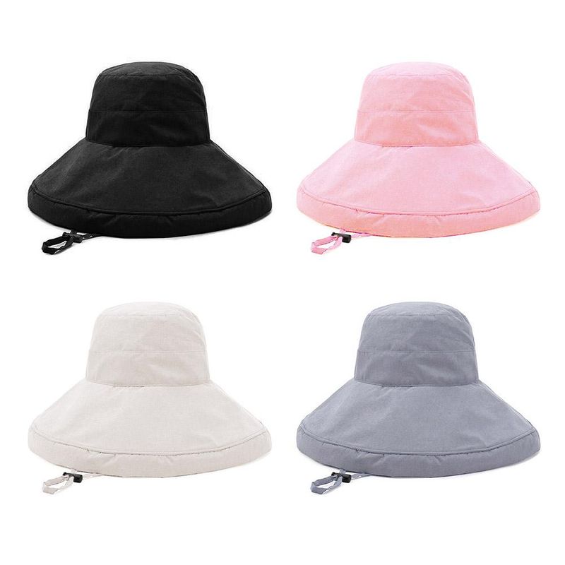 Neuheiten Frauen Vintage Rollbar Sonne Eimer Sommer Visiere UV Strand Breite Schutz Fischer Hut Kappe Faltbare Krempe A7T1_voghion.com