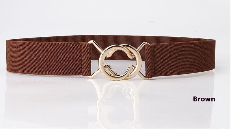 Ceinture élastique minimaliste japonaise noire à boucle unique pour robe de femme, ceinture ajustée avec boucle circulaire_voghion.com