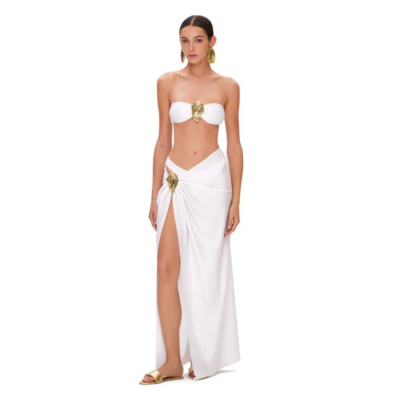 Sexy 3-teiliges Bikini-Set für Damen – Tube-Top und hochgeschnittener Badeanzug (europäischer und amerikanischer Stil, einfarbig)_voghion.com