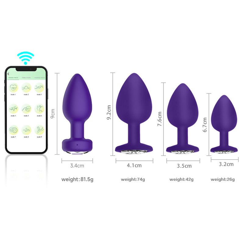 Plug anale con telecomando APP wireless e trapano, plug anale vibrante in silicone, set da quattro pezzi, prodotto per adulti_voghion.com