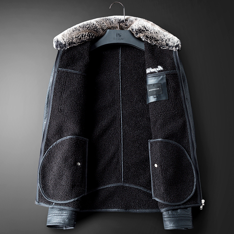 Herrenbekleidung Neue Kragenlederjacke Herrenjacke Slim Fit Plus Samtverdickte Jacke Herren Handsome Tide_voghion.com