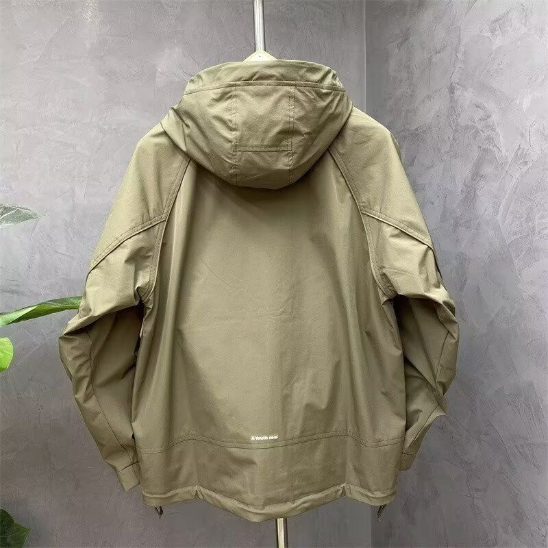 Solid color hooded jacket for men's spring and autumn new style assault suit, simple and fashionable, slim fit and versatile casual workwear_voghion.com