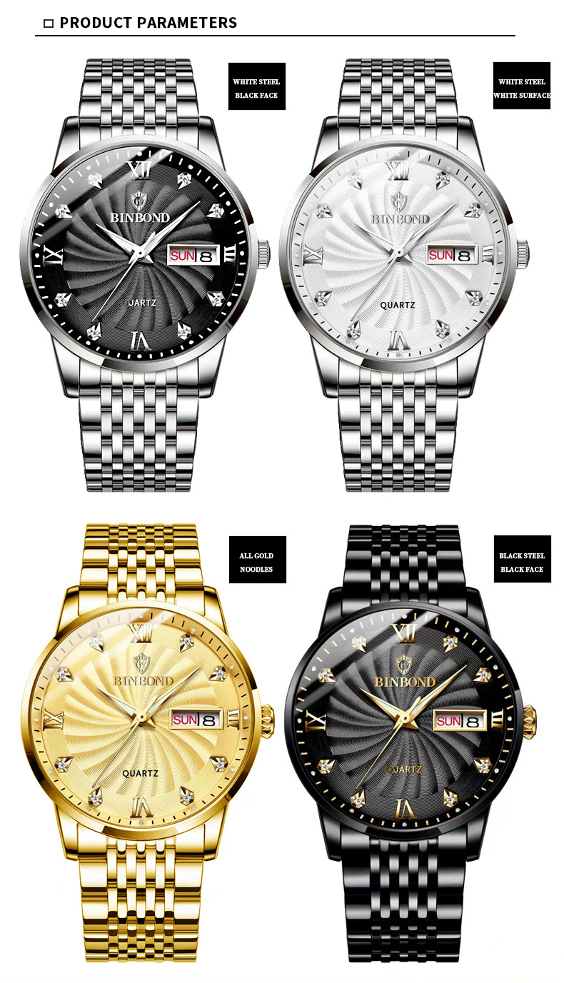 brand automatic diamond embedded waterproof business butterfly buckle men's watch_voghion.com