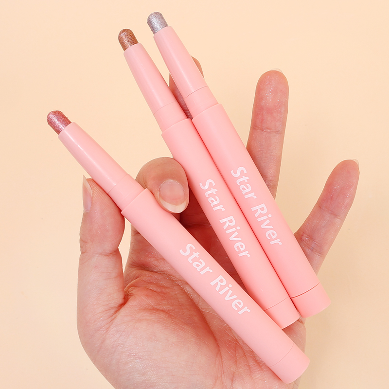 Pink 1PC Pearlescent Eyeshadow Pencil Waterproof Long Lasting Glitter Shimmer Eye Shadow Pen Highlighter S_voghion.com