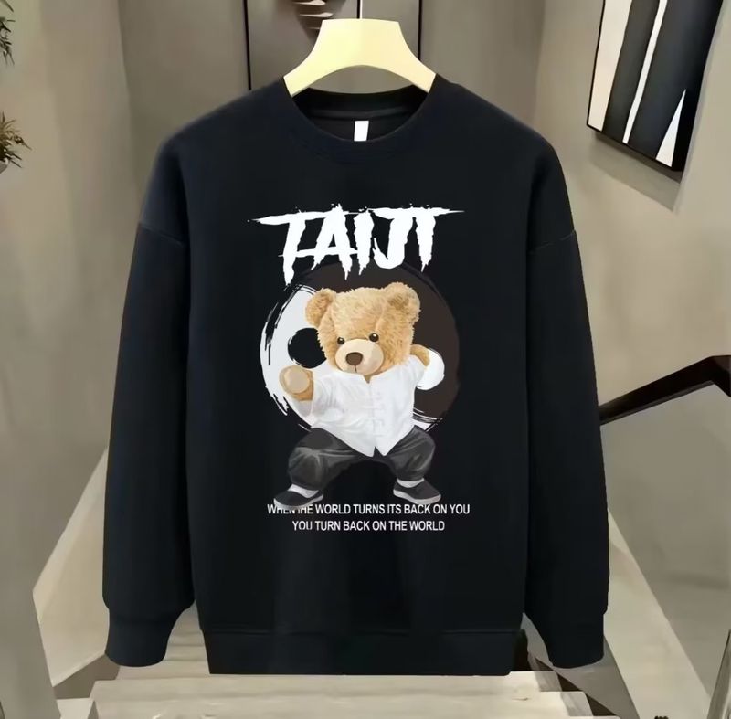 Herrenbekleidung Crewneck Sweat Herren Loose Design Sense Smiley Print Style Retro Instagram Style Modisches Markenoberteil für Frühling und Herbst_voghion.com