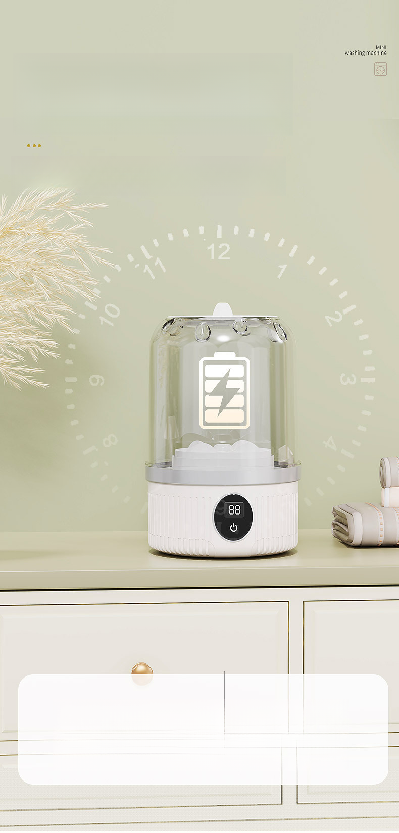 Rechargeable Mini For Underwear, Socks, Laundry Cup, Dormitory Home Use, Portable Small Wireless Washing Machine_voghion.com
