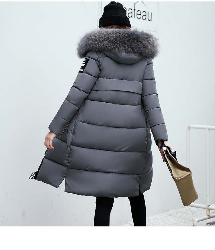 Damenmode mit Kapuze, großer Pelzkragen, warme Jacke, wattierte Jacke aus Baumwolle_voghion.com
