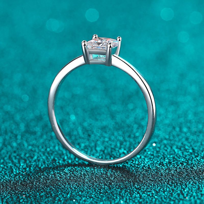 Ready Stock Smyoue 0,6 ct 4,5 mm Princess Cut Moissanite Solitaire gredzens sievietēm bezkrāsains augstas kvalitātes 100% S Sterling Sier Band GRA_voghion.com