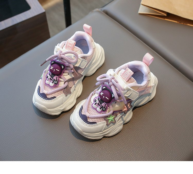 Sport in rete per bambini in cartone animato primavera 2024, nuovo papà antiscivolo con suola morbida per ragazzi e ragazze, scarpe da corsa casual_voghion.com